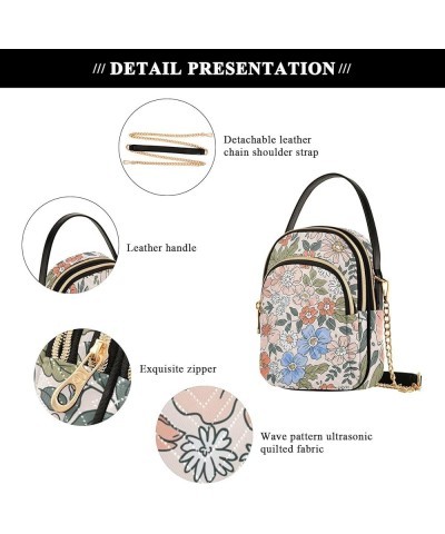 Elegant Floral Colorful Small Wallet Phone Bag PU Leather One Shoulder Purse Women Quilted Ladies Crossbody Bag Floral Colorf...