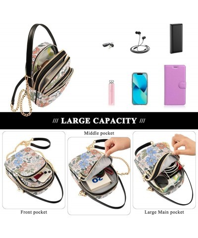 Elegant Floral Colorful Small Wallet Phone Bag PU Leather One Shoulder Purse Women Quilted Ladies Crossbody Bag Floral Colorf...