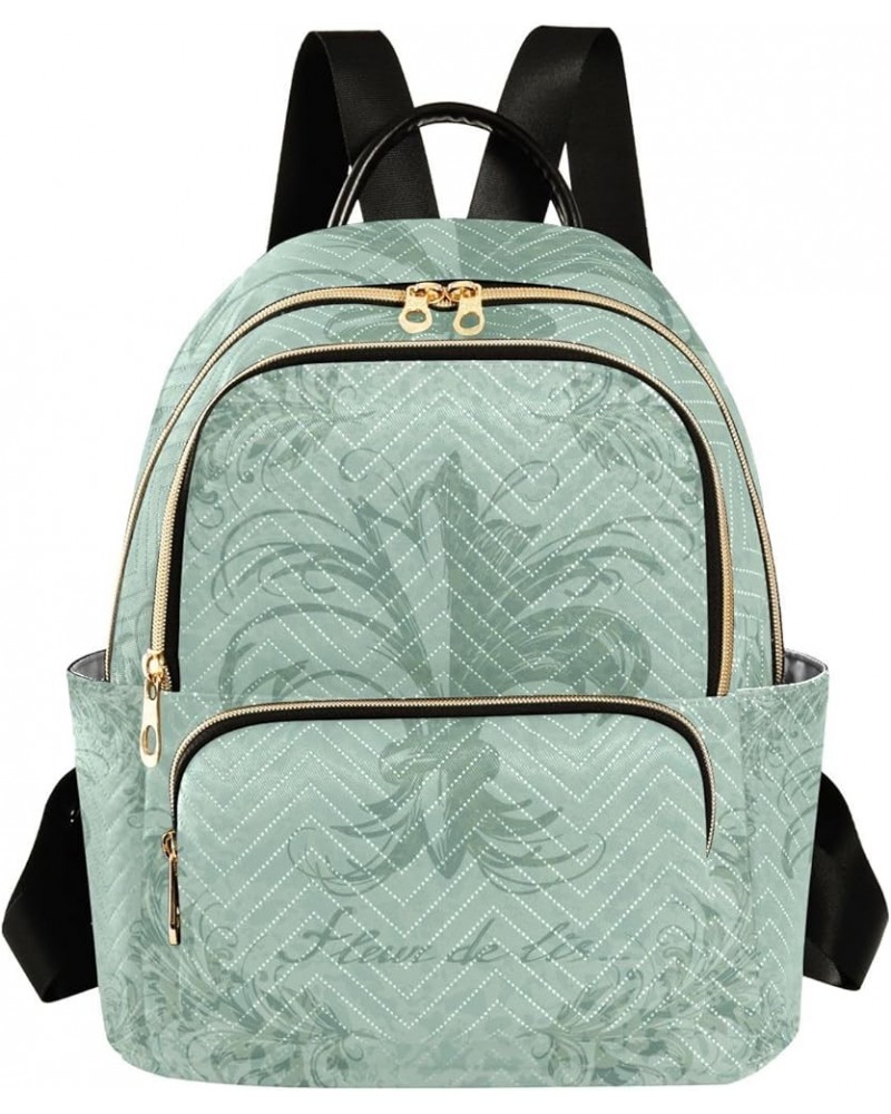 Mardi Gras Women Backpack Green Watercolor Fleur De Lis Retro Travel Bag Compact Daily Bag Medium $16.73 Backpacks