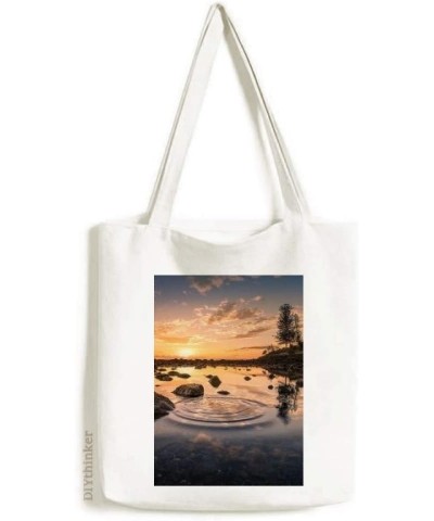 Ocean Sky Stone Water Science Nature Tote Canvas Bag Shopping Satchel Casual Handbag $15.50 Totes