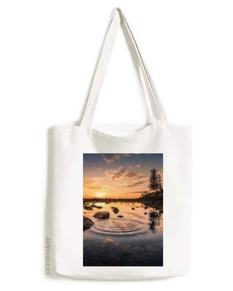 Ocean Sky Stone Water Science Nature Tote Canvas Bag Shopping Satchel Casual Handbag $15.50 Totes