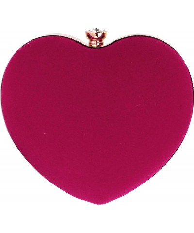 Women Exquisite Heart Shape Evening Clutch Velvet Tote Handbag Chain Shoulder Bag Rose $12.61 Evening Bags