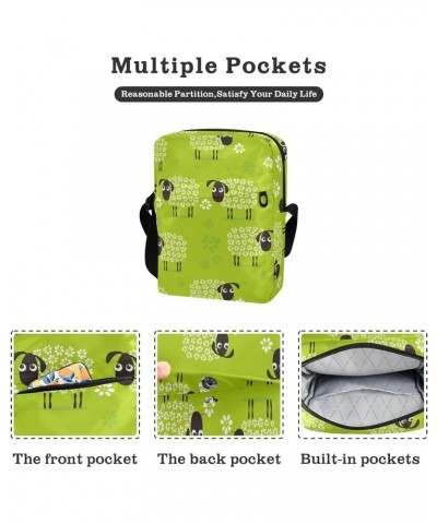 Green Sheeps Small Crossbody Sling Bag for Women Men, Zipper Closure Messenger Bags Purse with Card Phone Passport Compartmen...