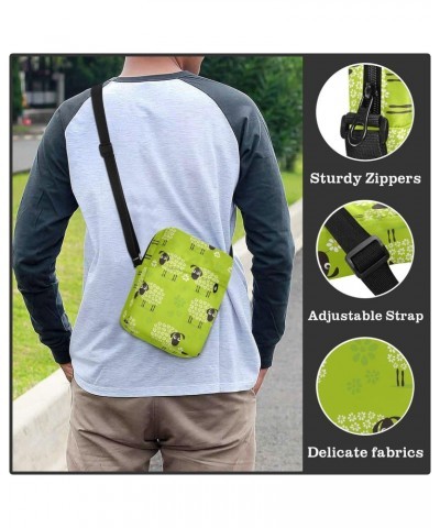 Green Sheeps Small Crossbody Sling Bag for Women Men, Zipper Closure Messenger Bags Purse with Card Phone Passport Compartmen...