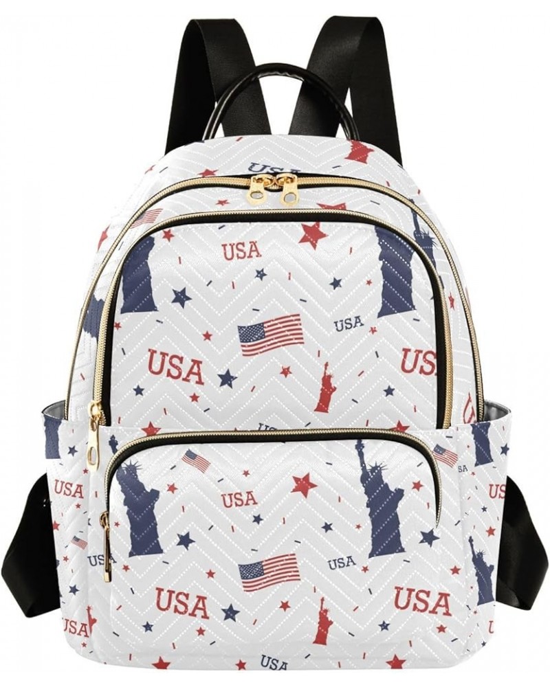 4th of July Women Backpack Statue Of Liberty Stars Anti-Theft Travel Backpack Lightweight Handbag Roomy Weekend Bag Everyday ...