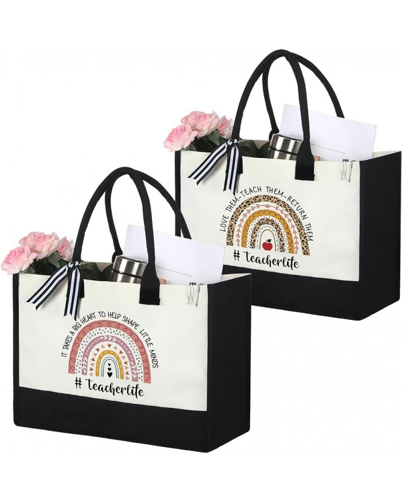 2 Pcs Teacher Appreciation Gifts Women Canvas Tote Bag Graduation Teacher Gifts(Best Teacher) Teacher Life $14.74 Totes