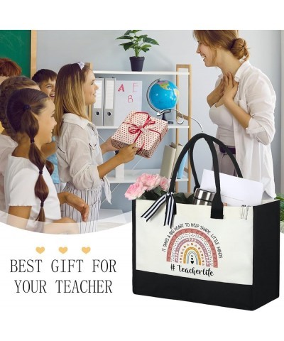 2 Pcs Teacher Appreciation Gifts Women Canvas Tote Bag Graduation Teacher Gifts(Best Teacher) Teacher Life $14.74 Totes