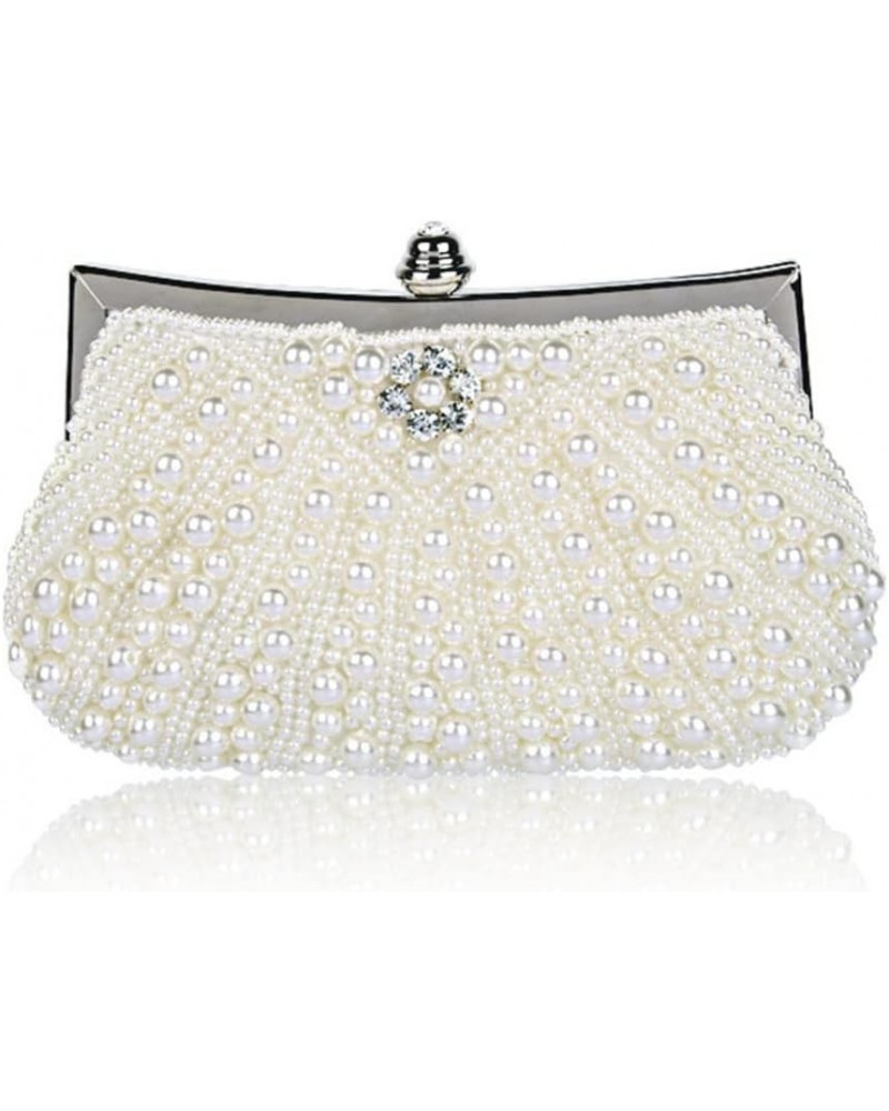 Cross-body Pearl Belt Diamond Dinner Bag Clutch Beaded Embroidery Women's Bag Sigle Shoulder Diagonal Span Bag D $65.78 Eveni...