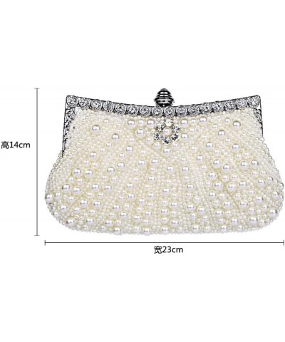 Cross-body Pearl Belt Diamond Dinner Bag Clutch Beaded Embroidery Women's Bag Sigle Shoulder Diagonal Span Bag D $65.78 Eveni...