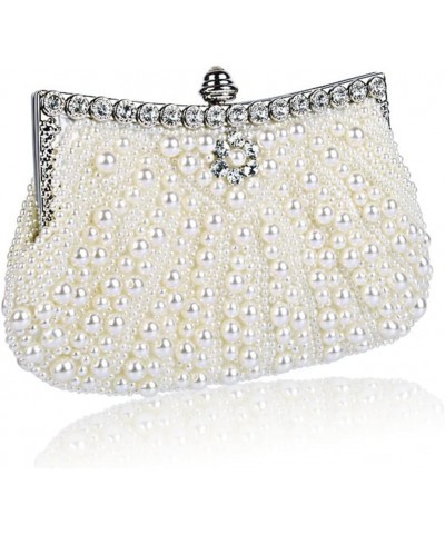 Cross-body Pearl Belt Diamond Dinner Bag Clutch Beaded Embroidery Women's Bag Sigle Shoulder Diagonal Span Bag D $65.78 Eveni...