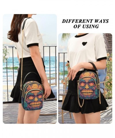 Pattern Tribal Statue Crossbody Shoulder Bags for Women, Compact Fashion Sling Bag with Chain Strap Top handle for Evening Pa...