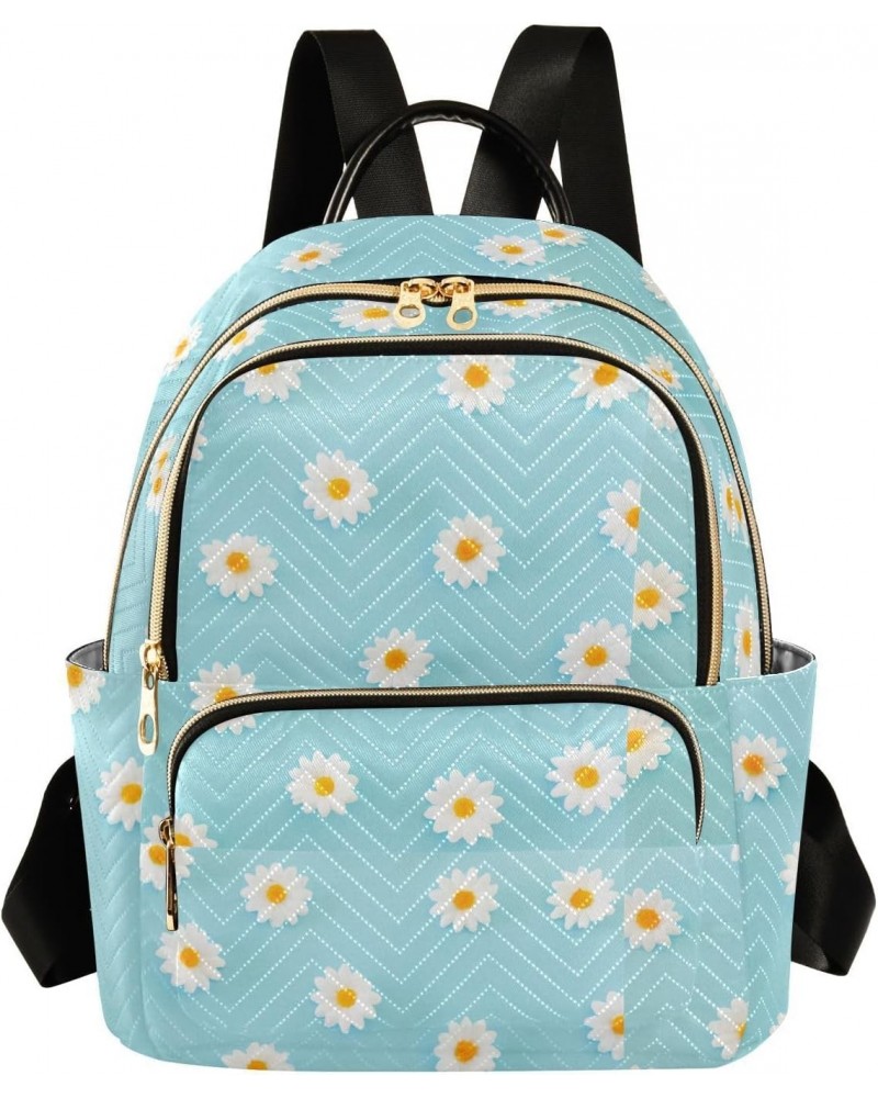 Daisies Blue Fashion Backpack Purse for Women Multipurpose Casual Daypack with Multi Pockets & Secured Zipper Ladies Handbag ...