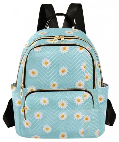 Daisies Blue Fashion Backpack Purse for Women Multipurpose Casual Daypack with Multi Pockets & Secured Zipper Ladies Handbag ...