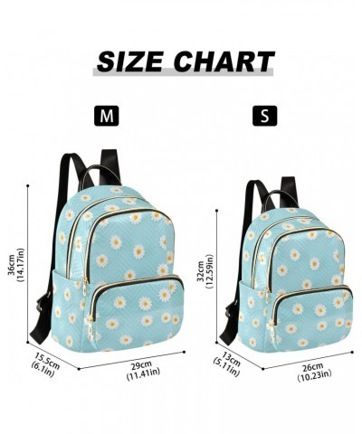 Daisies Blue Fashion Backpack Purse for Women Multipurpose Casual Daypack with Multi Pockets & Secured Zipper Ladies Handbag ...