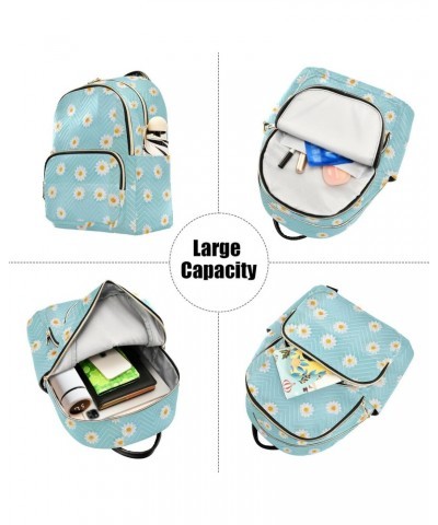 Daisies Blue Fashion Backpack Purse for Women Multipurpose Casual Daypack with Multi Pockets & Secured Zipper Ladies Handbag ...