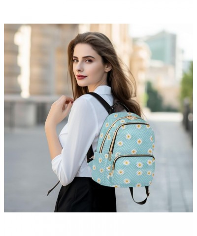 Daisies Blue Fashion Backpack Purse for Women Multipurpose Casual Daypack with Multi Pockets & Secured Zipper Ladies Handbag ...