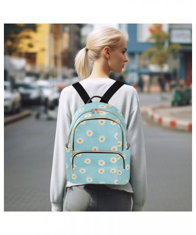 Daisies Blue Fashion Backpack Purse for Women Multipurpose Casual Daypack with Multi Pockets & Secured Zipper Ladies Handbag ...