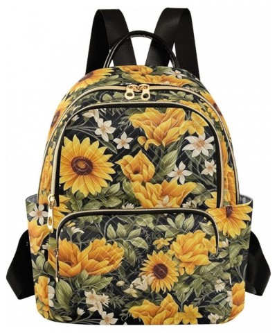 Sunflower Flower Backpack Purse for Women Small Travel Bag Fashion Daypack M 202a3870 M(11.4"x6.1"x14.17") 202a3870 $21.31 Ba...