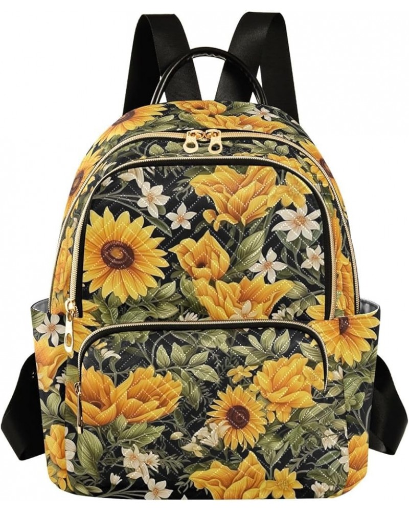 Sunflower Flower Backpack Purse for Women Small Travel Bag Fashion Daypack M 202a3870 M(11.4"x6.1"x14.17") 202a3870 $21.31 Ba...