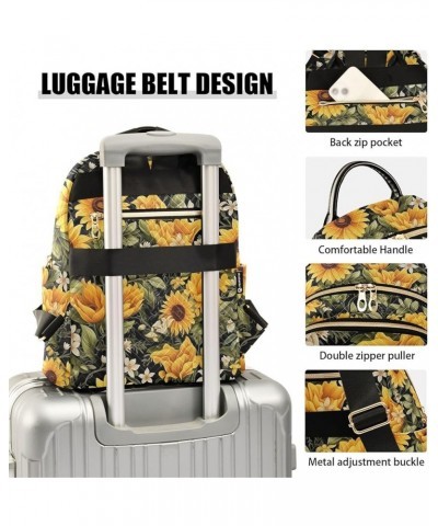 Sunflower Flower Backpack Purse for Women Small Travel Bag Fashion Daypack M 202a3870 M(11.4"x6.1"x14.17") 202a3870 $21.31 Ba...