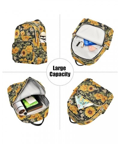 Sunflower Flower Backpack Purse for Women Small Travel Bag Fashion Daypack M 202a3870 M(11.4"x6.1"x14.17") 202a3870 $21.31 Ba...