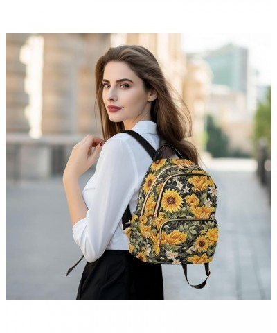 Sunflower Flower Backpack Purse for Women Small Travel Bag Fashion Daypack M 202a3870 M(11.4"x6.1"x14.17") 202a3870 $21.31 Ba...