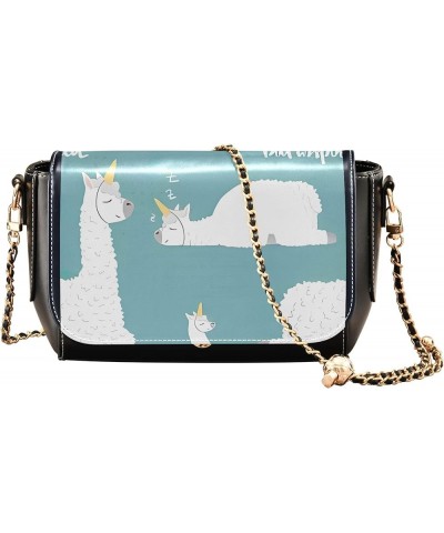 Llama Alpaca Cactus Cute Shoulder Leather Bags Black Women Crossbody Bag Purses Phone Handbags with Chain Strap Cute Cartoon ...