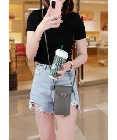 Crossbody Bag for Women Mini Cellphone Shoulder Bag Chic PU Leather Handbag Purse Clutch Dark Grey $18.62 Totes