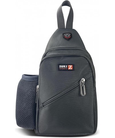 Crossbody Sling Bag for Walking Hiking Running Outdoors, Small Chest Bag for Women and Men Grey $10.00 Crossbody Bags