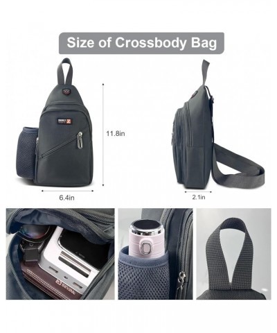 Crossbody Sling Bag for Walking Hiking Running Outdoors, Small Chest Bag for Women and Men Grey $10.00 Crossbody Bags