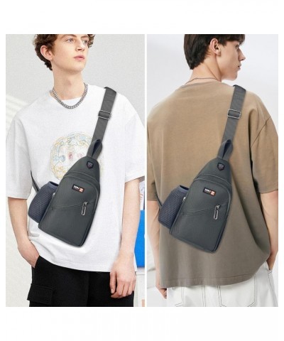 Crossbody Sling Bag for Walking Hiking Running Outdoors, Small Chest Bag for Women and Men Grey $10.00 Crossbody Bags