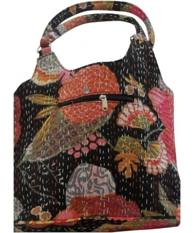 Handbag Shoulder Bag Tropical Kantha Shopping Bag Beach Bag Black $20.25 Shoulder Bags