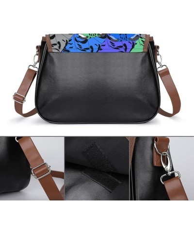 Leather Hobo Bags Women's Crossbody Shoulder Bag Classic City Top Handle Satchels Cat with Glasses Color1 $23.50 Hobo Bags