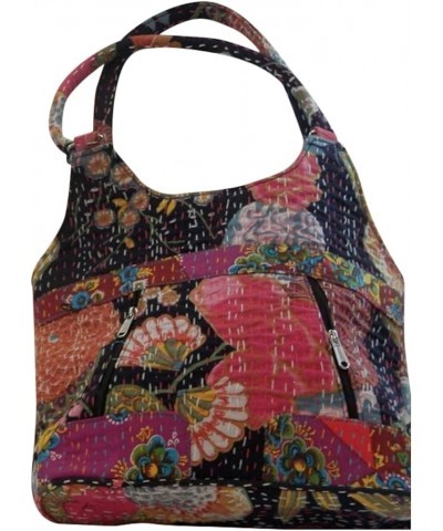 Handbag Shoulder Bag Tropical Kantha Shopping Bag Beach Bag Black $20.25 Shoulder Bags