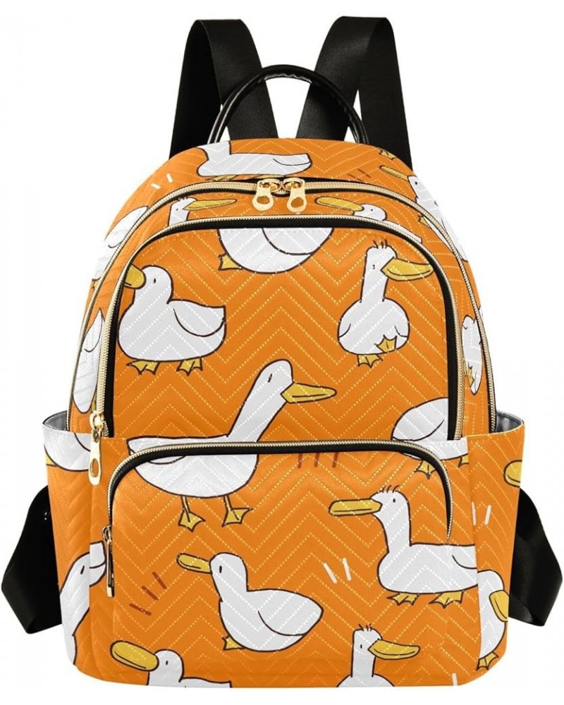 Cartoon Duck Orange Backpack Purse for Women Anti-theft Small Fashion Travel Backpack for Lady Women Holiday Gifts,M Medium $...