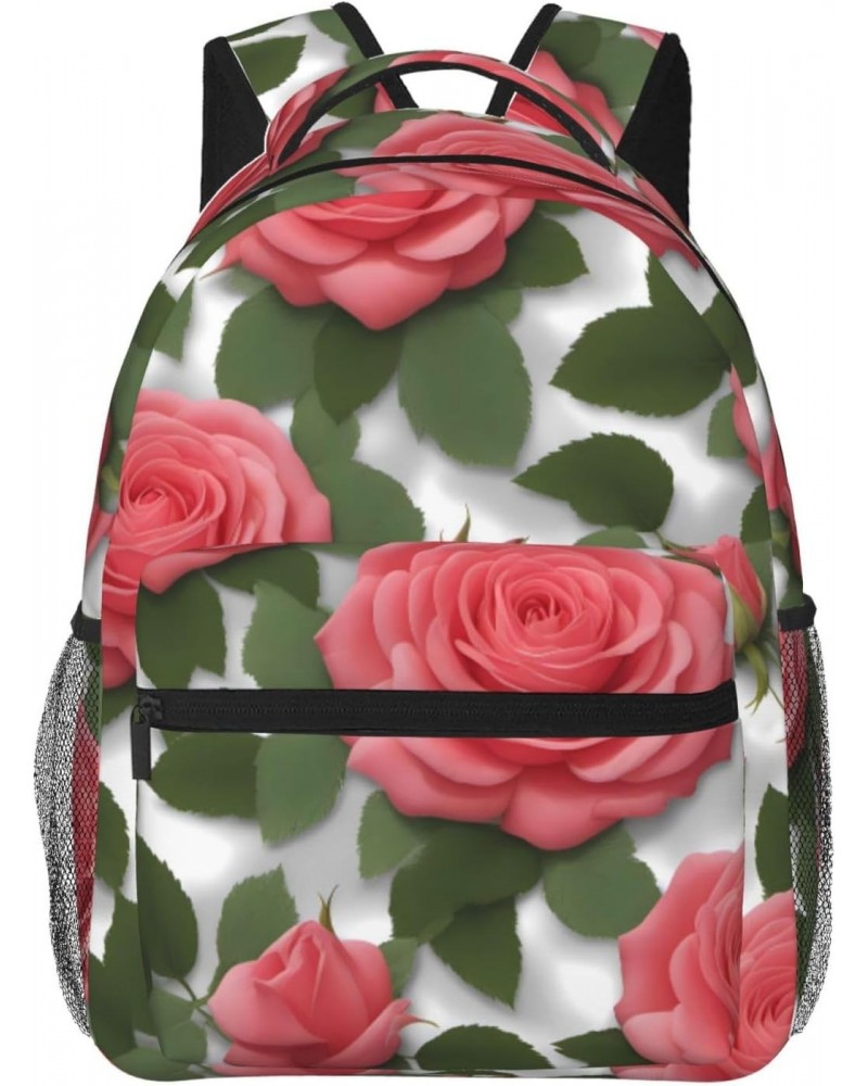 Beautiful Pink Roses Stylish And Lightweight Backpack,Comfortable To Carry,Multi-Pocket Design,23l Capacity,Easily Meet Your ...