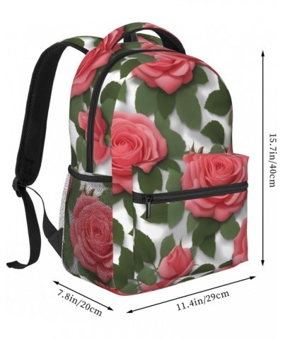 Beautiful Pink Roses Stylish And Lightweight Backpack,Comfortable To Carry,Multi-Pocket Design,23l Capacity,Easily Meet Your ...