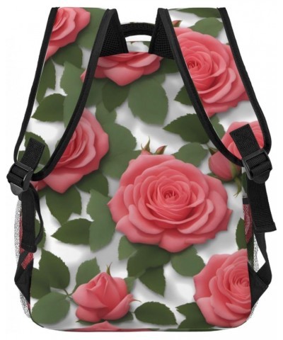 Beautiful Pink Roses Stylish And Lightweight Backpack,Comfortable To Carry,Multi-Pocket Design,23l Capacity,Easily Meet Your ...