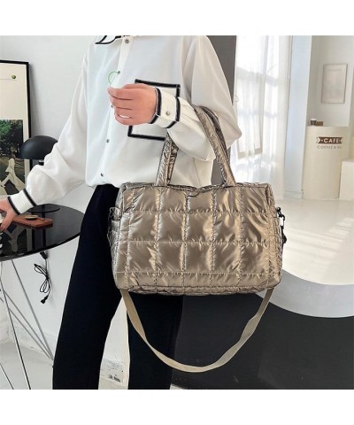 Women Puffer Shoulder Bag Nylon Padded Tote Bag Stylish Crossbody Bag with Wide Adjustable Strap White $17.15 Shoulder Bags