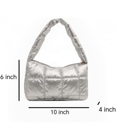 Puffer Shoulder Bag for Women Nylon Padded Handbag Quilted Tote Bag Lattice Satchel Purse for Work Travel Library White-2 $13...