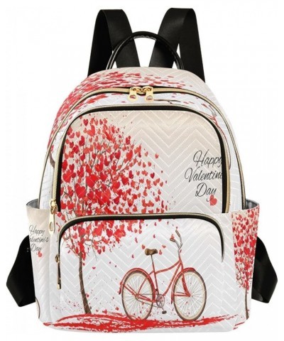 Valentine's Day Heart Bike Pink Women Backpack Purse Ladies Fashion Shoulder Bag Daypack Travel Bag 10L Medium $15.75 Backpacks