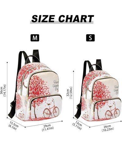 Valentine's Day Heart Bike Pink Women Backpack Purse Ladies Fashion Shoulder Bag Daypack Travel Bag 10L Medium $15.75 Backpacks