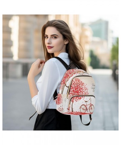 Valentine's Day Heart Bike Pink Women Backpack Purse Ladies Fashion Shoulder Bag Daypack Travel Bag 10L Medium $15.75 Backpacks