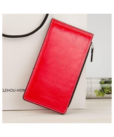 Leather Wallet Women Long Card Holder Ladies Clutch Purse Women Wallets Zipper Money Bag Coin Pocket Money Bag (Argento,19.5 ...