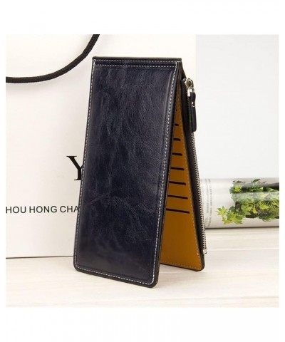 Leather Wallet Women Long Card Holder Ladies Clutch Purse Women Wallets Zipper Money Bag Coin Pocket Money Bag (Argento,19.5 ...