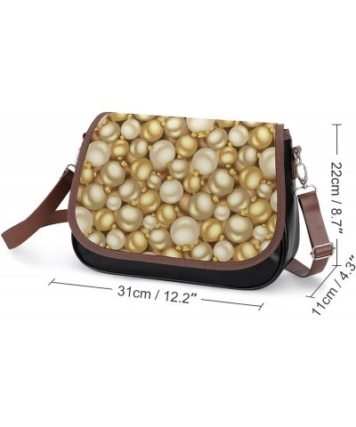 Funny Retro Pattern with Cats Women Leather Expandable Travel Crossbody Adjustable Strap Gold Christmas Balls $18.56 Crossbod...