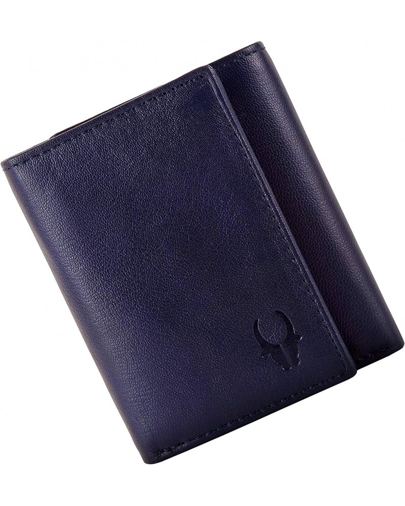 RFID Protected Genuine Leather Wallet for Men Blue Tri fold VE-07 $15.00 Wallets