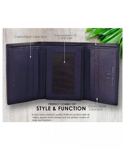 RFID Protected Genuine Leather Wallet for Men Blue Tri fold VE-07 $15.00 Wallets