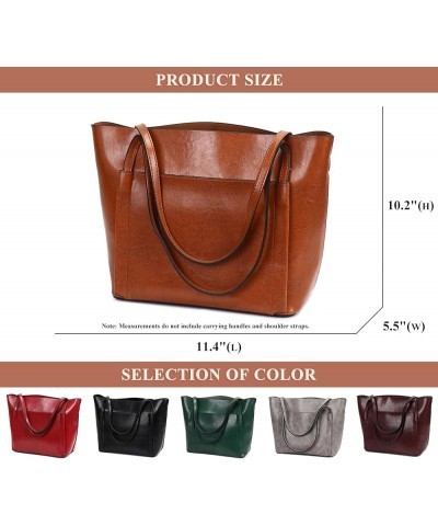 Women's Oil Wax PU Leather Tote Shoulder Bags Large Satchel Crossbody Bags Ladies Commuting Purses and Handbags Red $39.99 Sh...