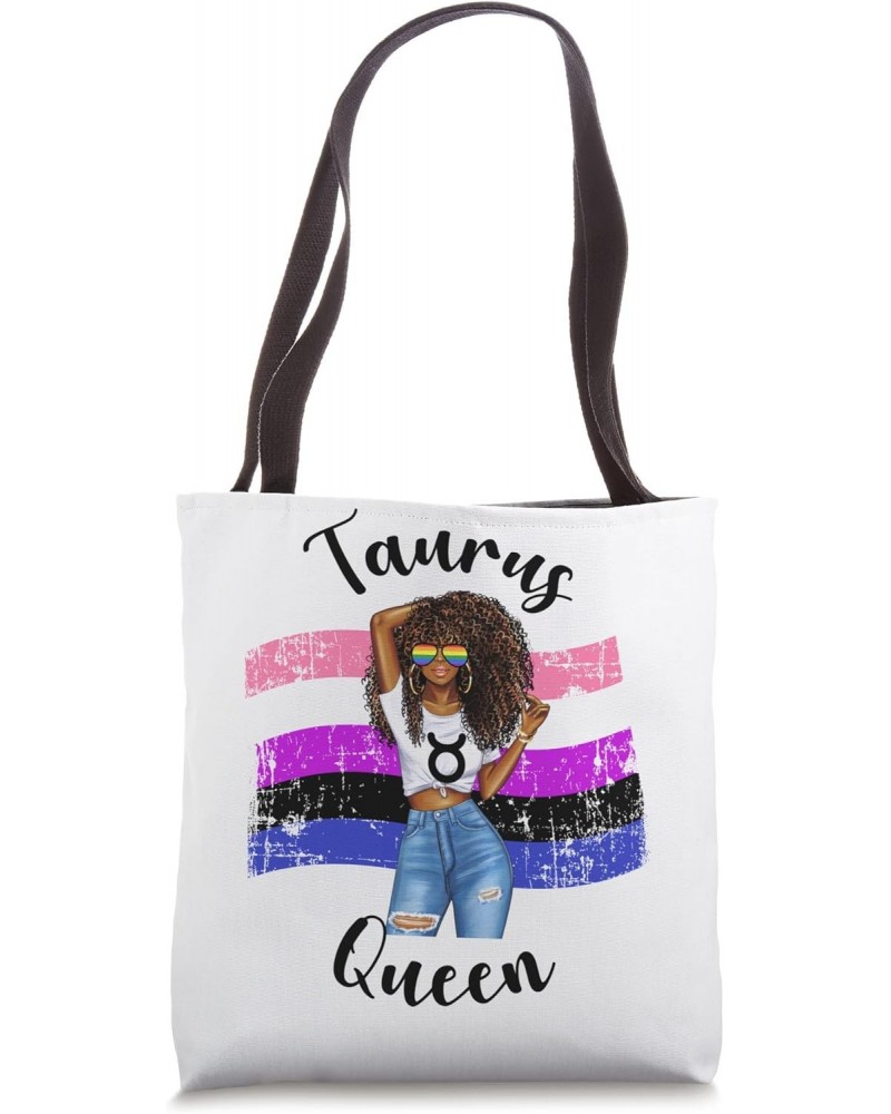 Omnisexual Taurus Queen Black Womens Girls Zodiac Cute Tote Bag $14.35 Totes